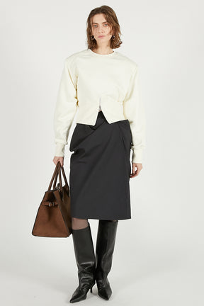 Front Zip Shoulder Pad Sweatshirt - SALE