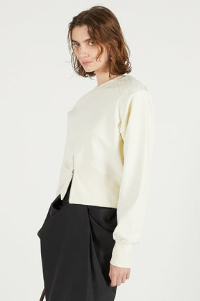 Front Zip Shoulder Pad Sweatshirt - SALE