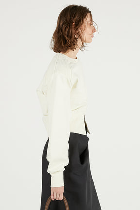 Front Zip Shoulder Pad Sweatshirt - SALE