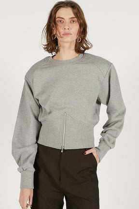 Front Zip Shoulder Pad Sweatshirt - SALE