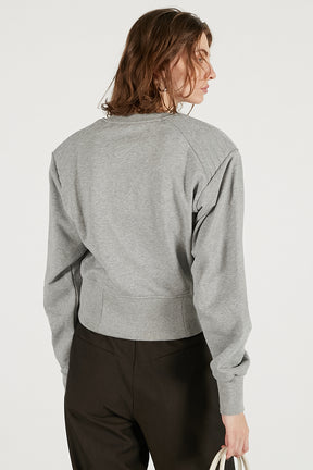 Front Zip Shoulder Pad Sweatshirt - SALE