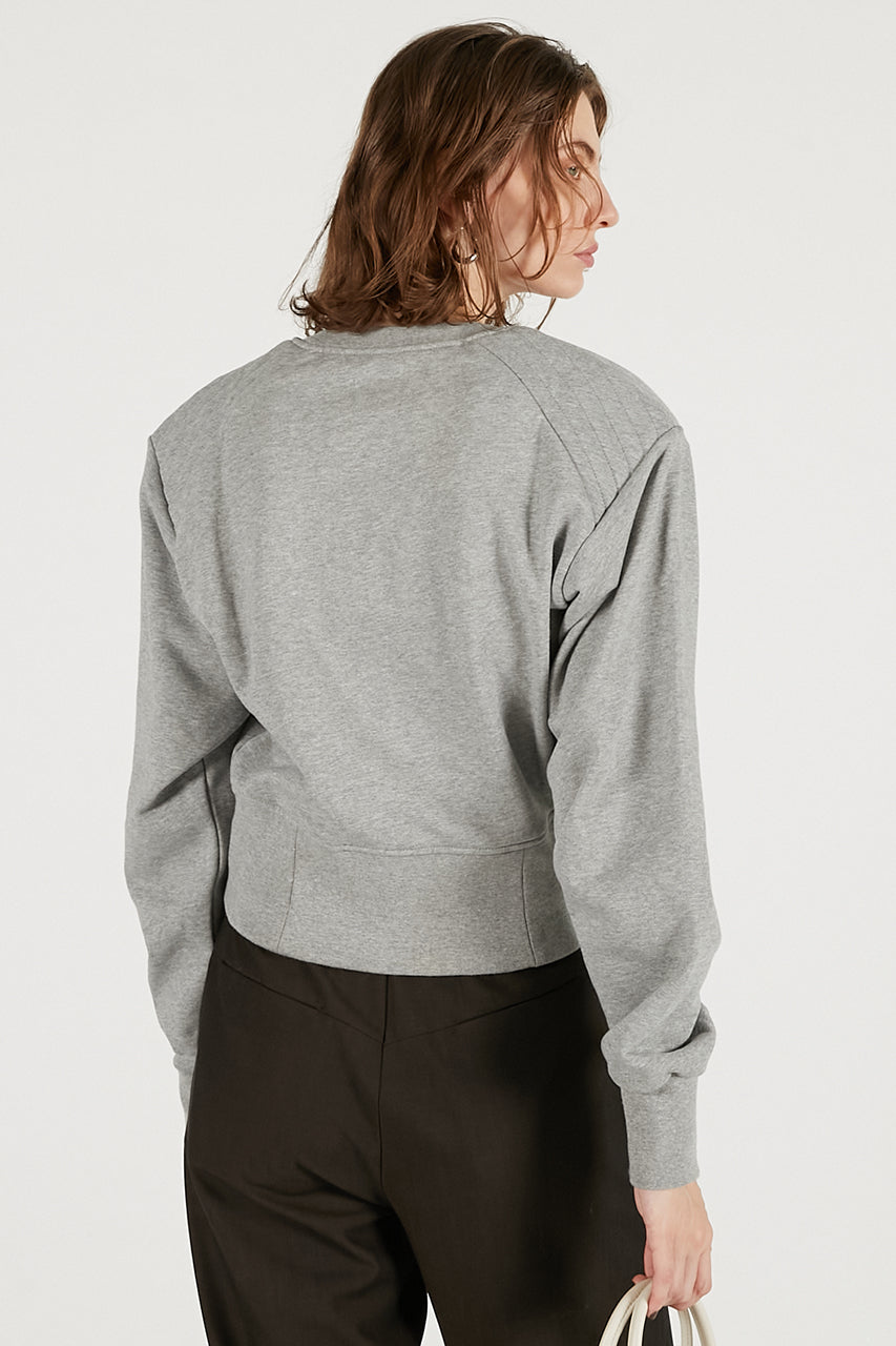 Front Zip Shoulder Pad Sweatshirt - SALE