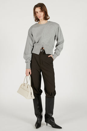 Front Zip Shoulder Pad Sweatshirt - SALE