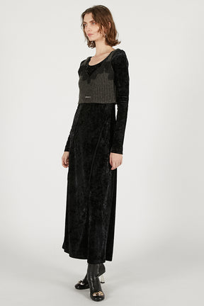Knit Combination Velour One-Piece - 2025 WINTER