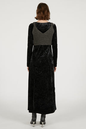 Knit Combination Velour One-Piece - 2025 WINTER