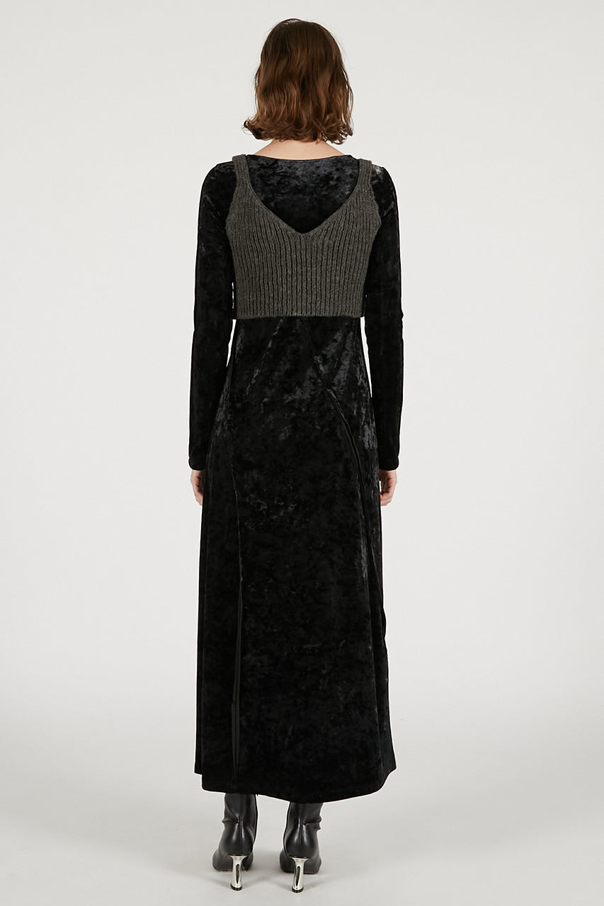 Knit Combination Velour One-Piece - 2025 WINTER