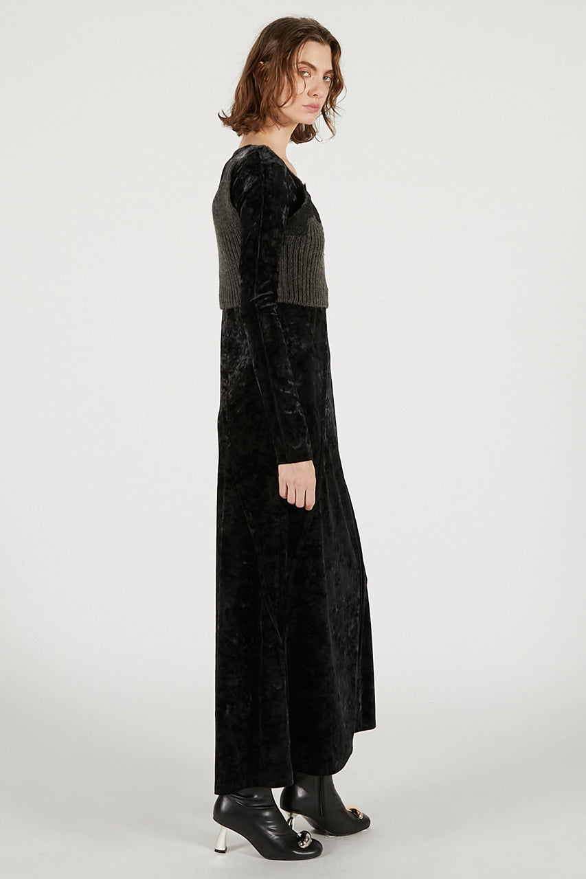 Knit Combination Velour One-Piece - 2025 WINTER