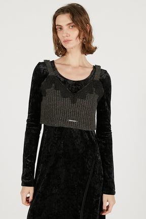 Knit Combination Velour One-Piece - 2025 WINTER