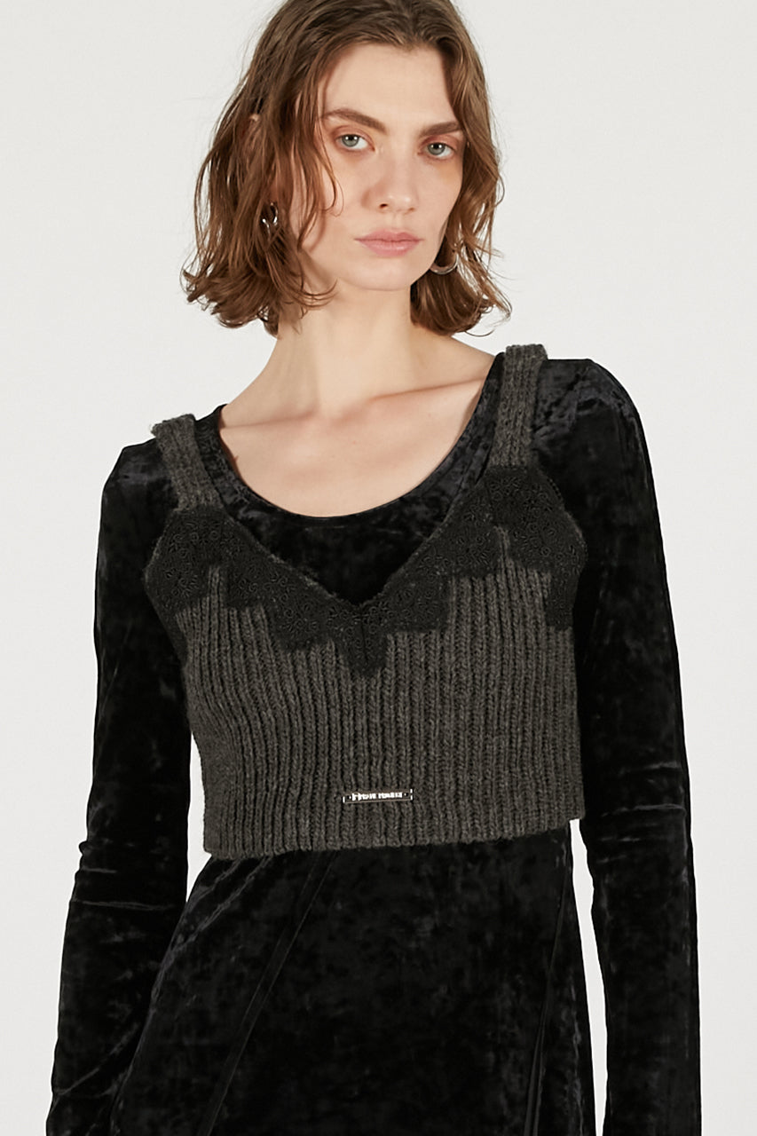 Knit Combination Velour One-Piece - 2025 WINTER