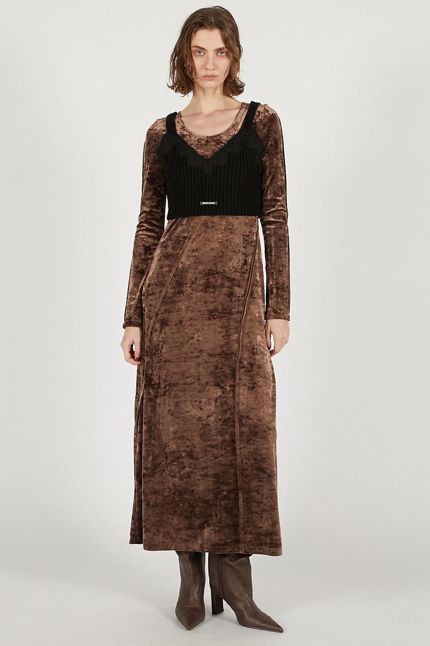 Knit Combination Velour One-Piece - 2025 WINTER