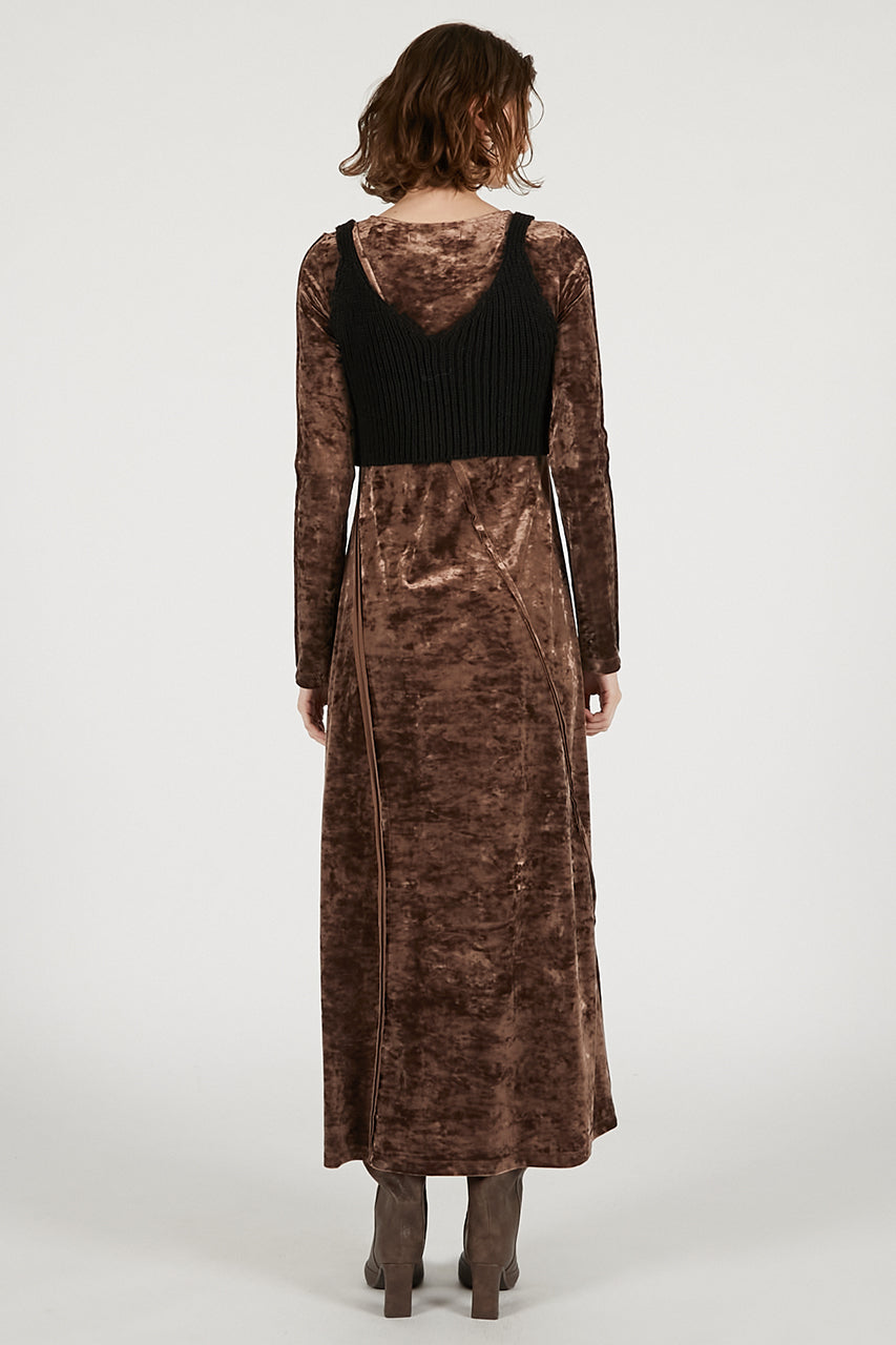 Knit Combination Velour One-Piece - 2025 WINTER