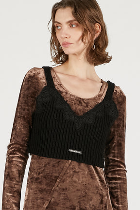 Knit Combination Velour One-Piece - 2025 WINTER