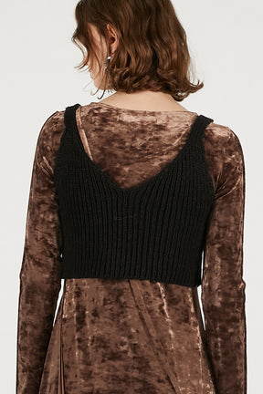 Knit Combination Velour One-Piece - 2025 WINTER