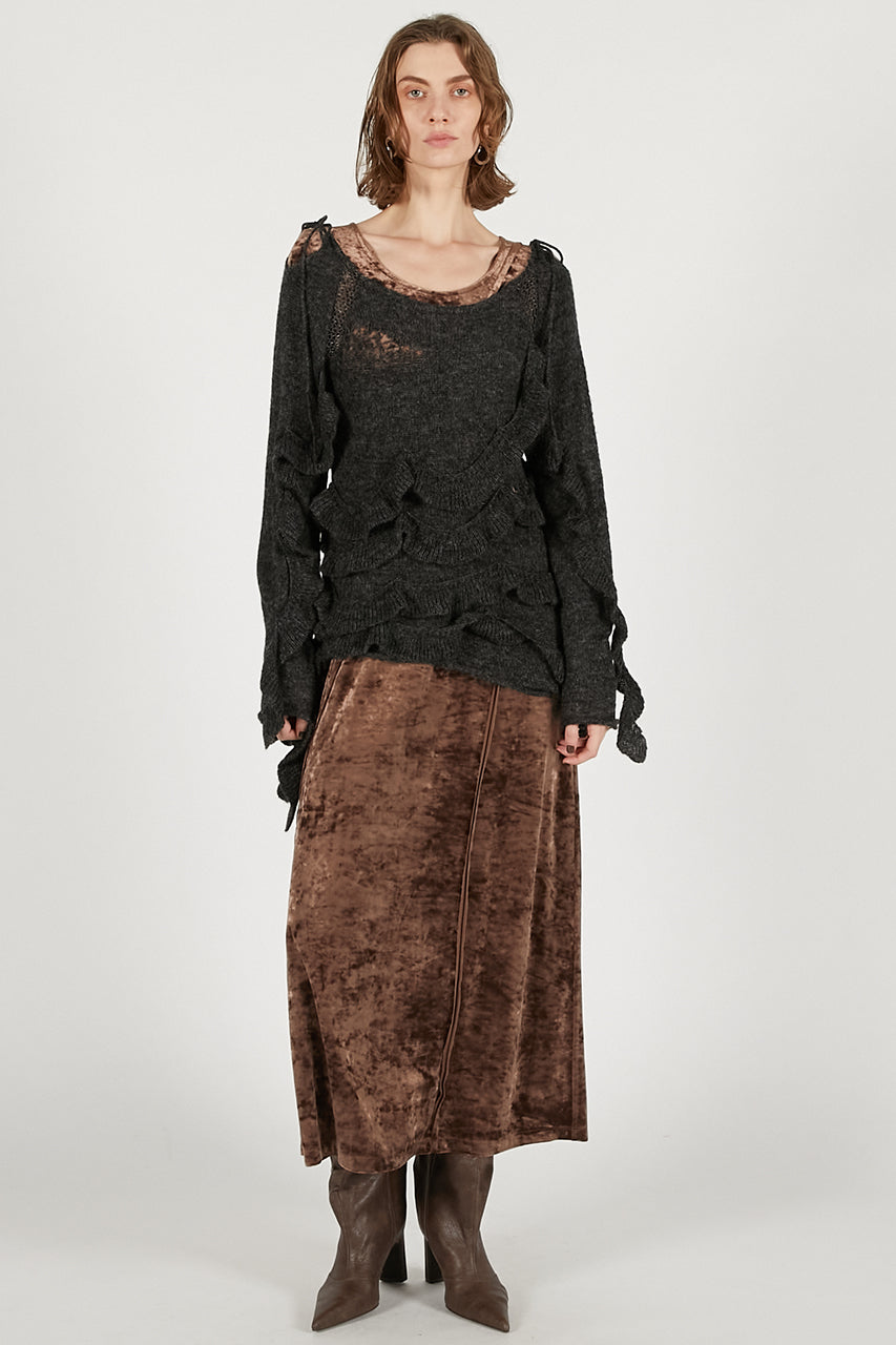 Knit Combination Velour One-Piece - 2025 WINTER