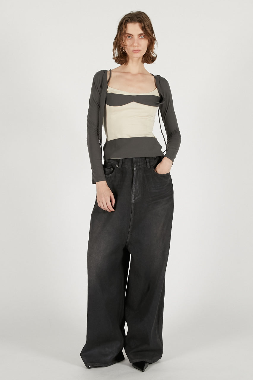 Bianco Long Sleeves Grey Top