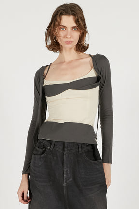 Bianco Long Sleeves Grey Top