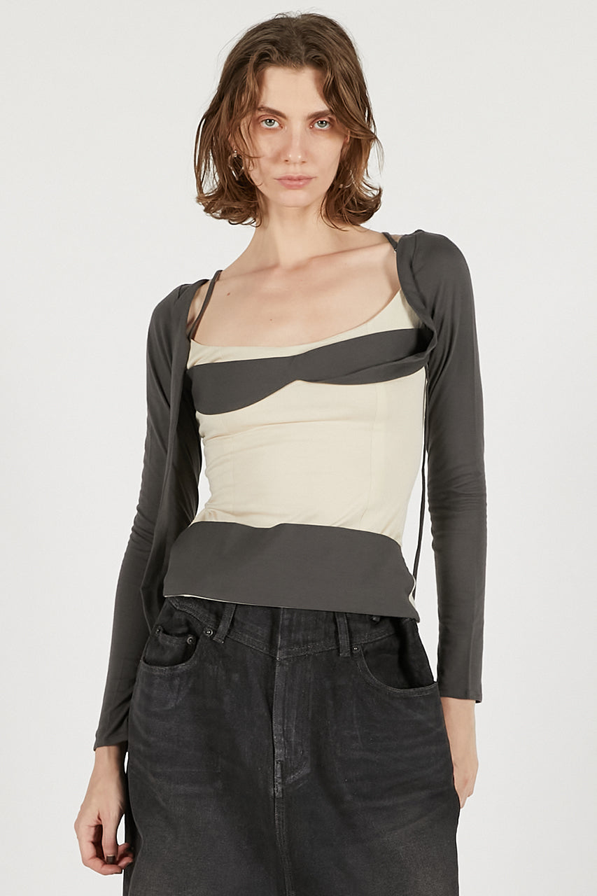 Bianco Long Sleeves Grey Top