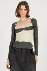 Bianco Long Sleeves Grey Top