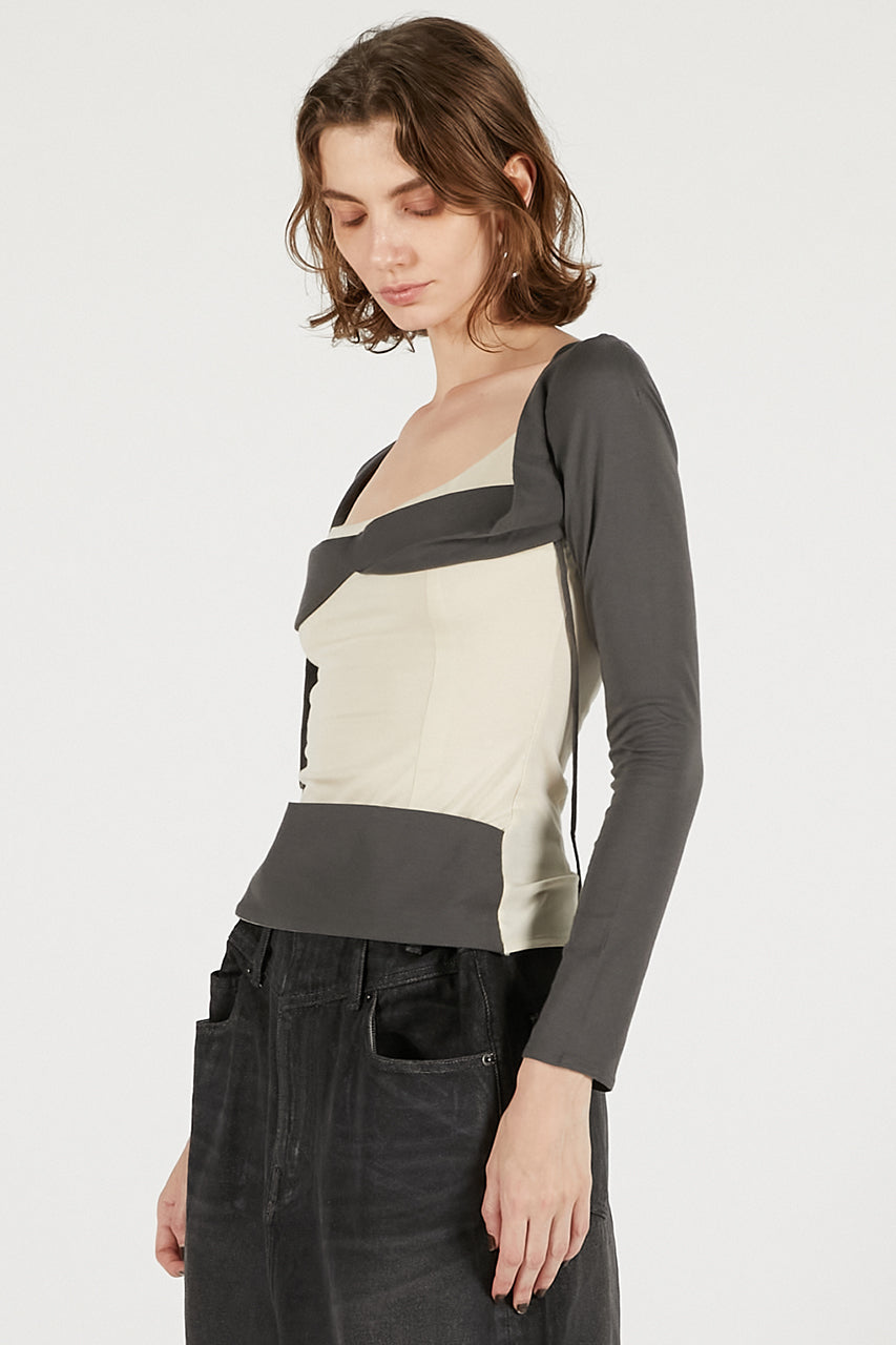 Bianco Long Sleeves Grey Top