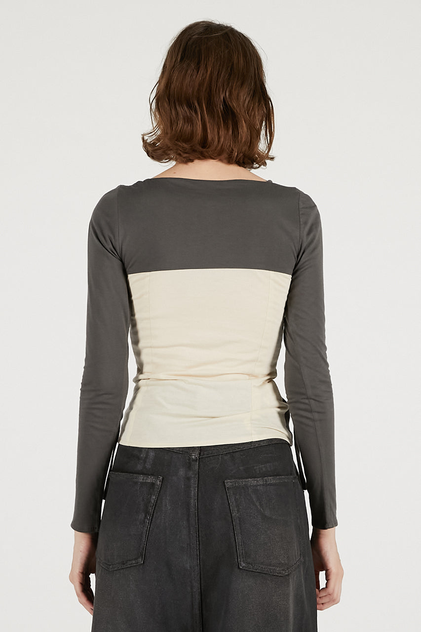 Bianco Long Sleeves Grey Top
