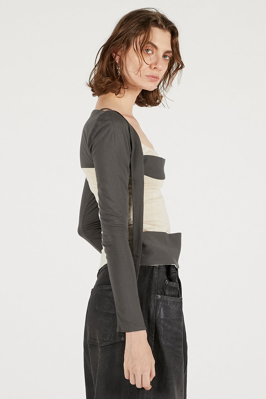 Bianco Long Sleeves Grey Top