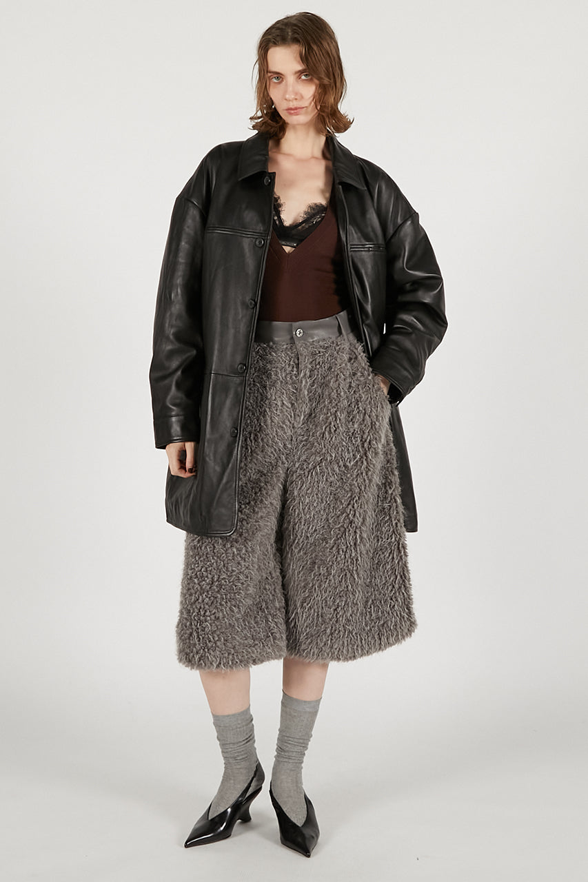 Padded Leather Car Coat - 2025 AUTUMN