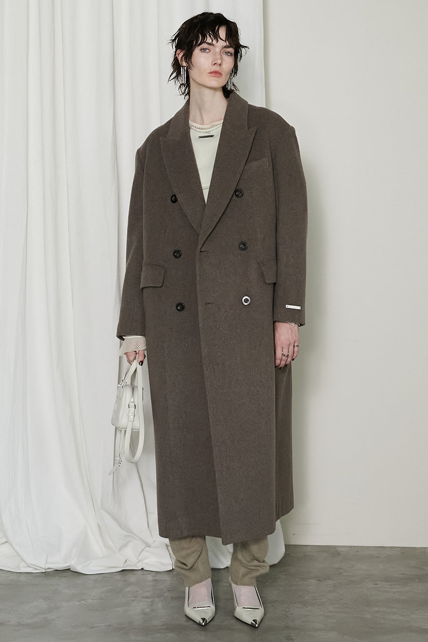 Melange Wool Long Double Coat