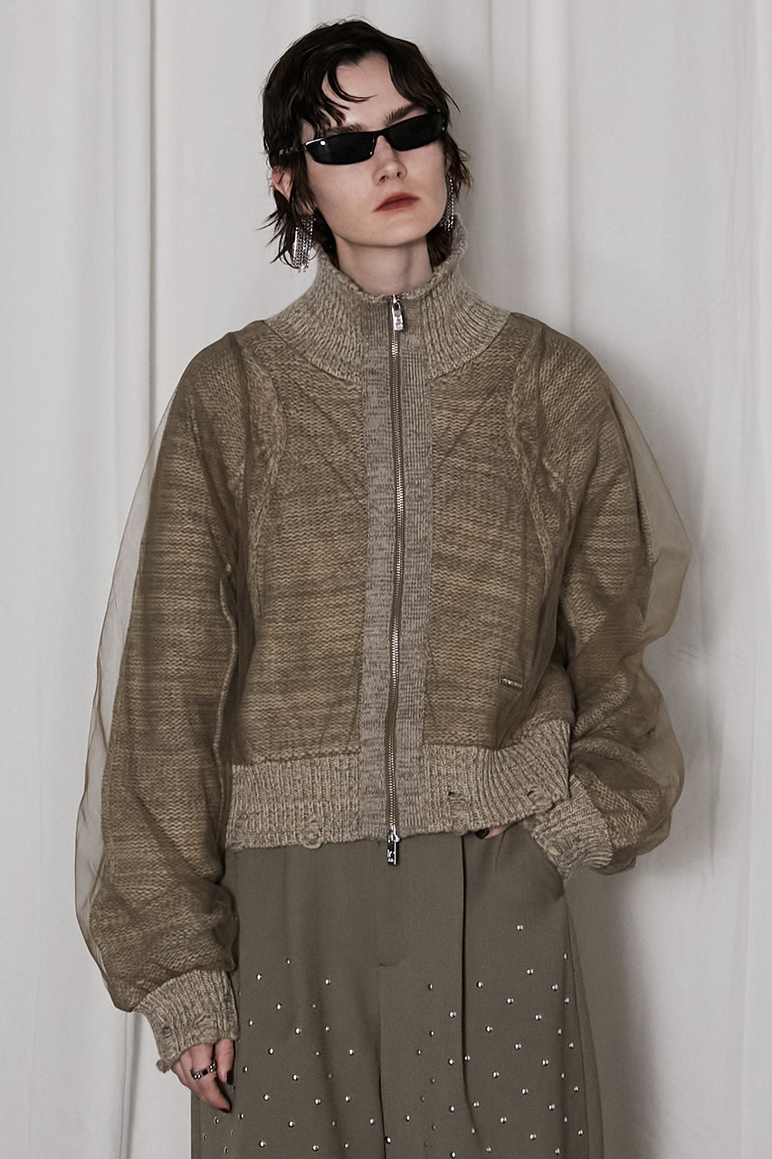 Tulle Layered Zip-Up Knit - SALE