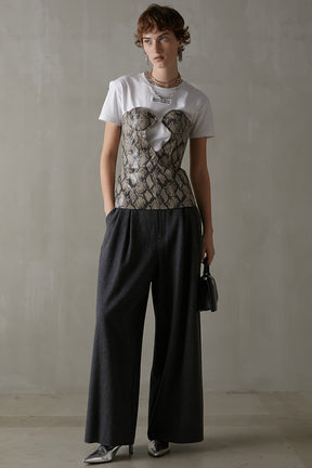 [Weboff Part number] Super100 Cut Off Wool Pants