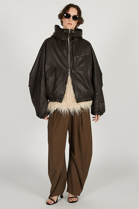 Faux Leather Padded Trucker Jacket - 2025 WINTER