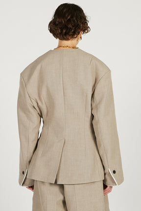 Round Shoulder No-Collar Jacket - 2026 SPRING