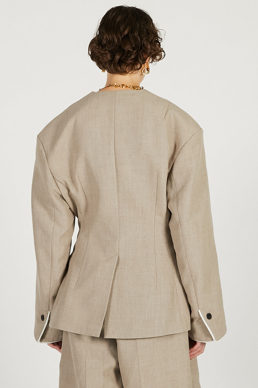 Round Shoulder No-Collar Jacket - 2026 SPRING