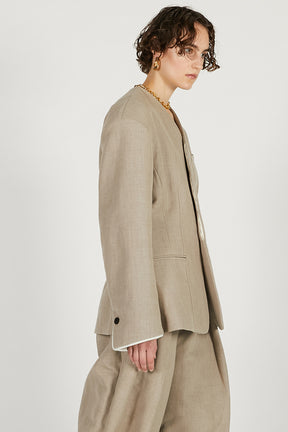 Round Shoulder No-Collar Jacket - 2026 SPRING