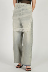 Tulle Skirt Layered Denim