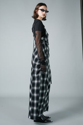 【24WINTER PRE ORDER】2WAY Shaggy Check Maxi One Piece