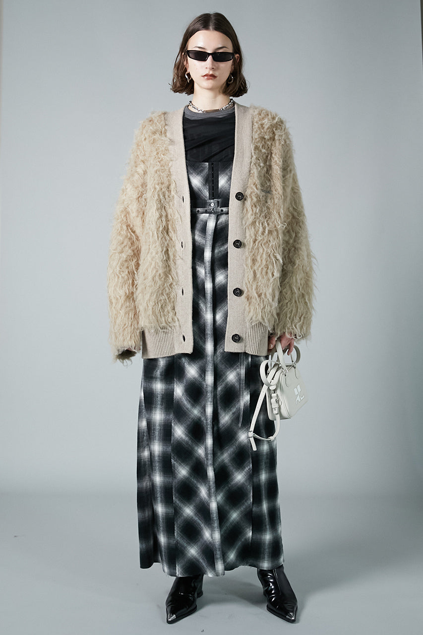 【24WINTER PRE ORDER】2WAY Shaggy Check Maxi One Piece