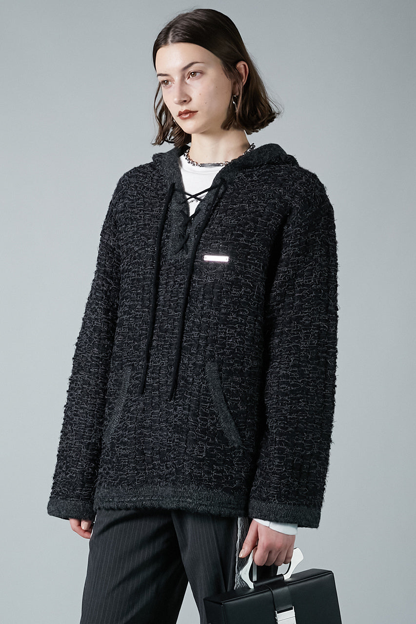 Lace Up Slub Hoodie Knit - SALE