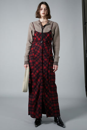 【24WINTER PRE ORDER】2WAY Shaggy Check Maxi One Piece