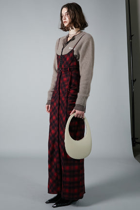 【24WINTER PRE ORDER】2WAY Shaggy Check Maxi One Piece