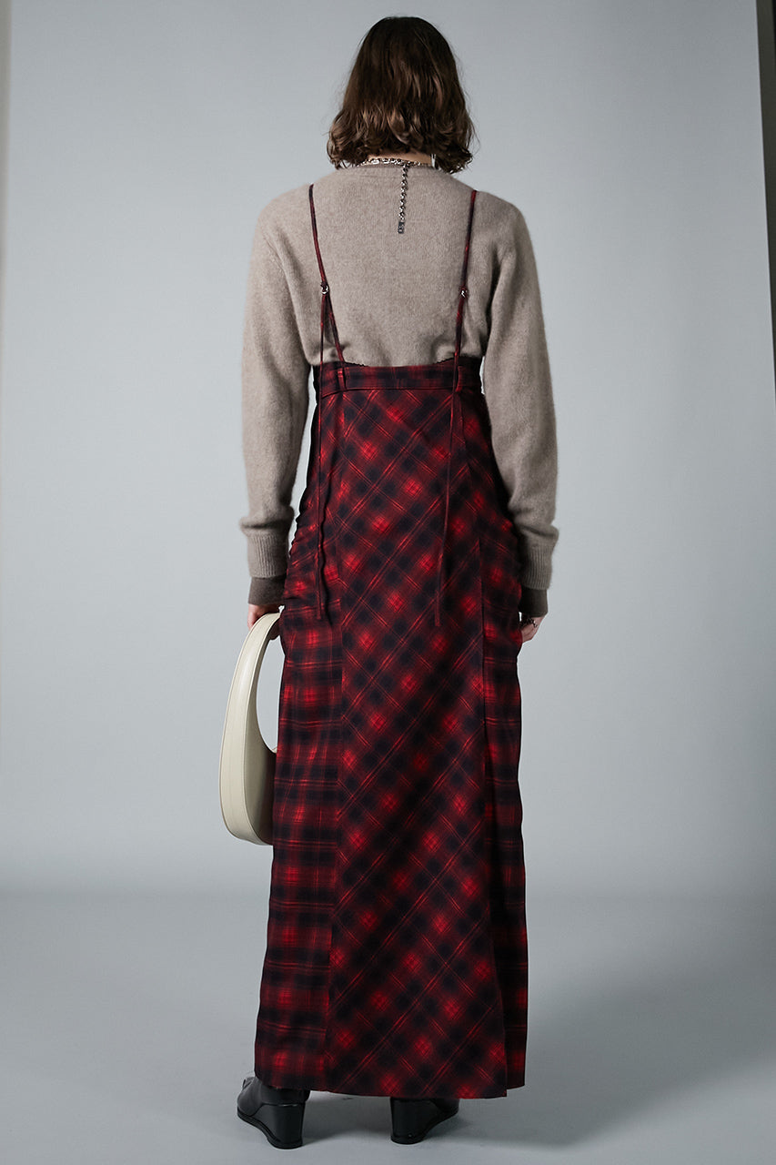 【24WINTER PRE ORDER】2WAY Shaggy Check Maxi One Piece