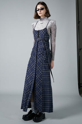 【24WINTER PRE ORDER】2WAY Shaggy Check Maxi One Piece