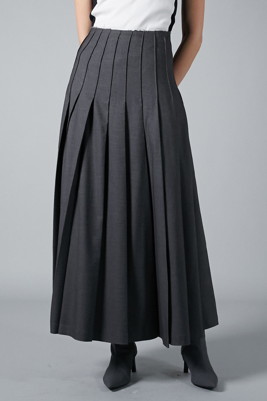 【24WINTER PRE ORDER】Wool Maxi Pleated Skirt