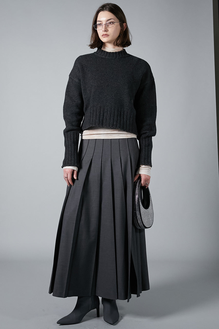 【24WINTER PRE ORDER】Wool Maxi Pleated Skirt