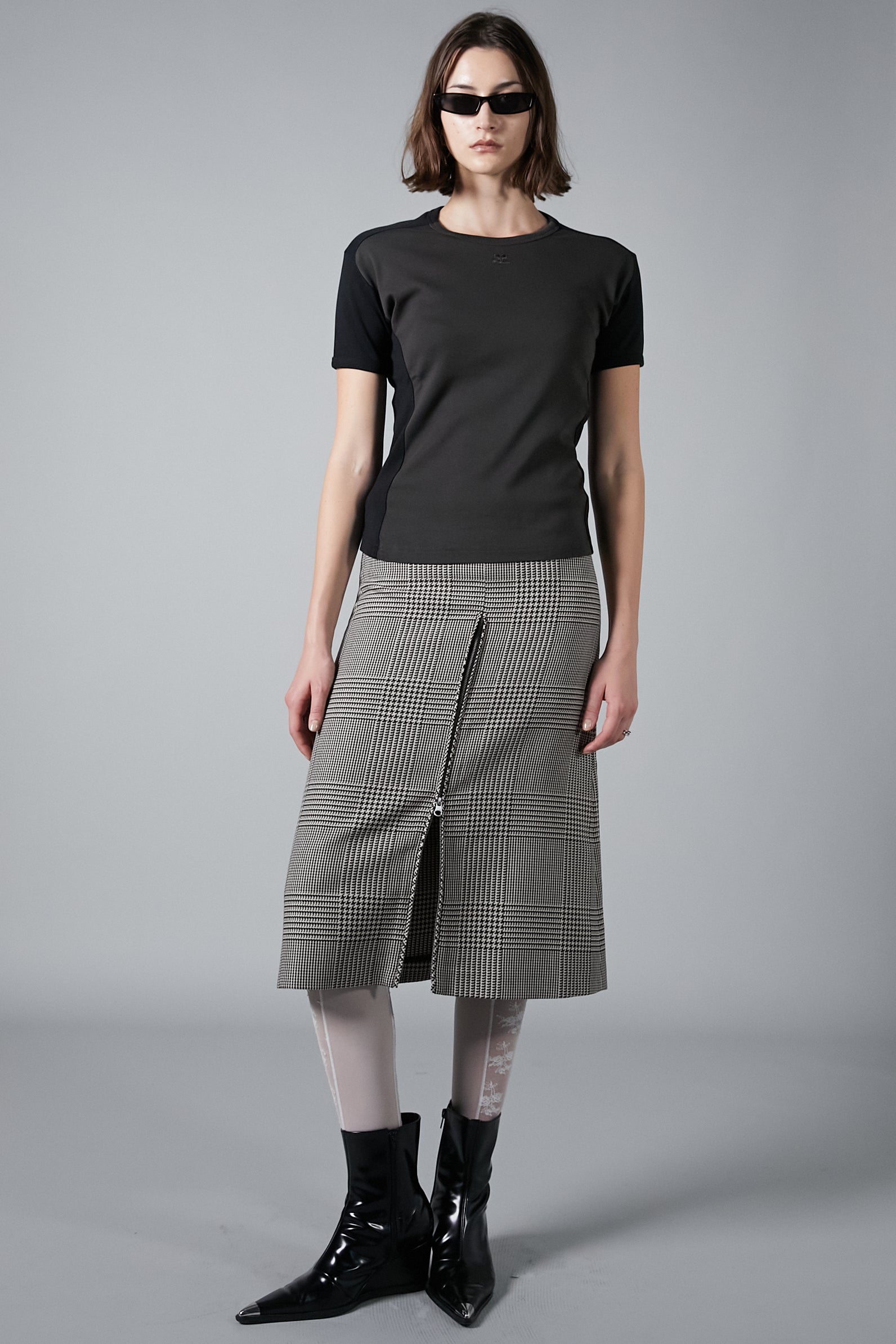 Zipped Prince Of Wales Skirt