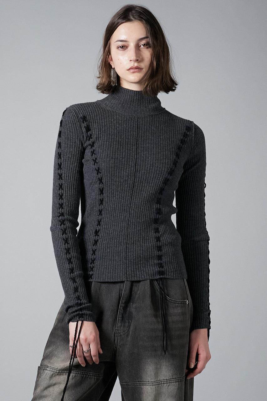 【24WINTER PRE ORDER】Merino Wool Lace-Up Turtleneck