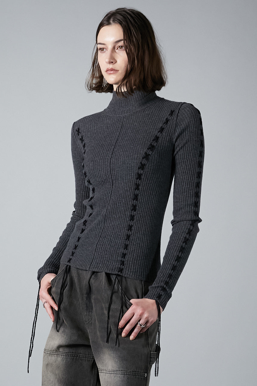 【24WINTER PRE ORDER】Merino Wool Lace-Up Turtleneck