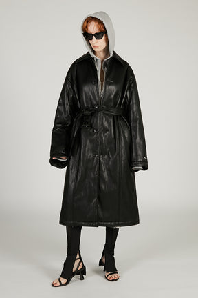 Vegan Leather Overlong Coat