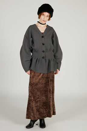 Cocoon Sleeve Peplum Knit Cardigan