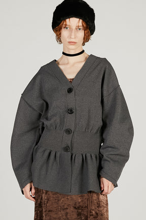 Cocoon Sleeve Peplum Knit Cardigan