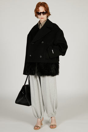 Fur layered pea coat